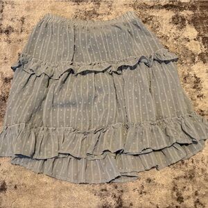 Elegant Light Blue Ruffled A-Line Skirt